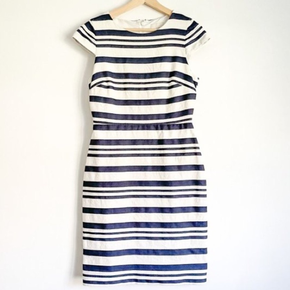 JCrew blue & cream Striped Dress